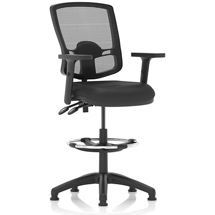 Eclipse II High Rise Deluxe Mesh Back Operator Chair, Height Adjustable Arms,Leather