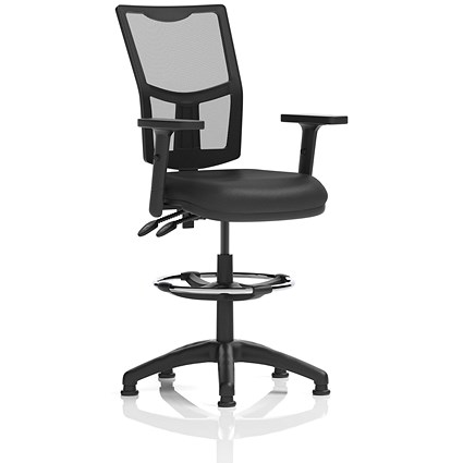 Eclipse II High Rise High Mesh Back Operator Chair, Height Adjustable Arms, Leather