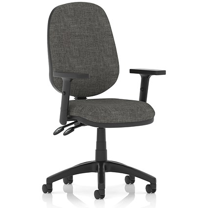 Luna II Lever Task Operator Chair, With Height Adjustable Arms, Charcoal