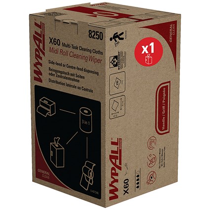 Wypall X60 General Clean Midi Roll Wiper Cloths, 310x310mm, 235 Sheets, Blue Wypall X60 General Clean Midi Roll Wiper Cloths, 310x310mm, 235 Sheets, Blue