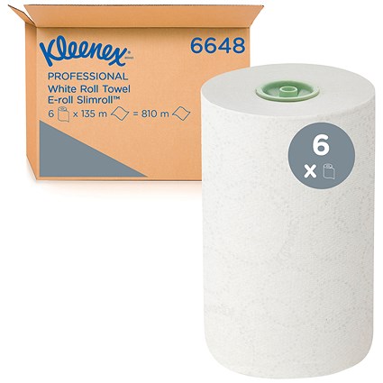 Kleenex Slimroll 1-Ply Hand Towels Rolled E-Roll White (Pack of 6) 6648
