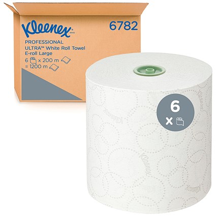 Kleenex 2 Ply Hand Towels Rolled E Roll Large White Pack of 6