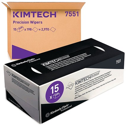 Kimtech Science Precision Wipes 1-Ply x198 Wipes White Pack of 15
