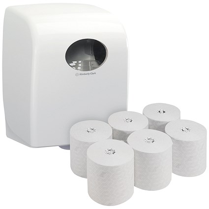 Scott Essentials 1-Ply Hand Towel Roll, 350m, White, Pack of 6, Free Dispenser Included