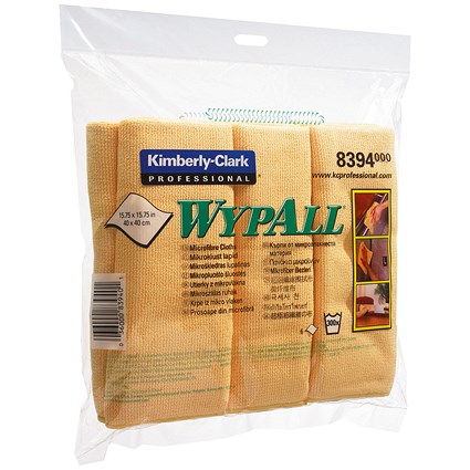 Wypall Microfibre Cloth, 400x400mm, Yellow, Pack of 6