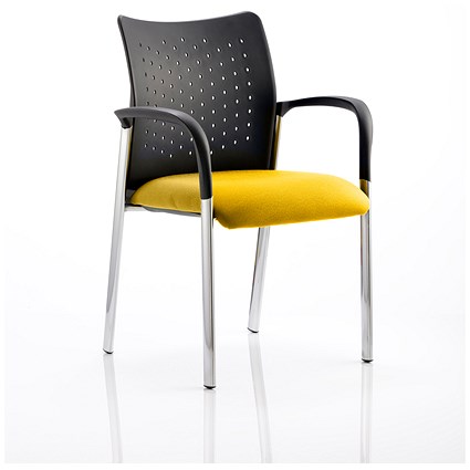 Academy Visitor Chair, With Arms, Nylon Back, Fabric Seat, Senna Yellow