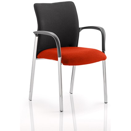 Academy Visitor Chair With Arms, Black Fabric Back, Tabasco Orange Fabric Seat