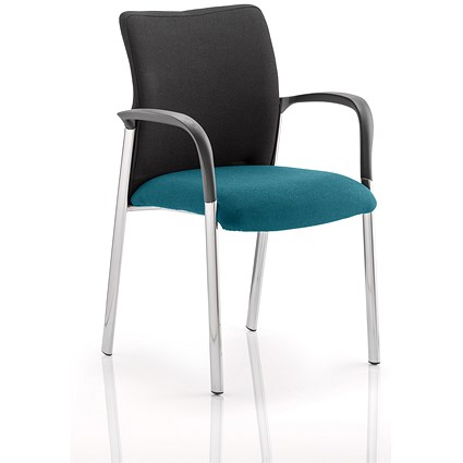 Academy Visitor Chair, With Arms, Black Fabric Back, Fabric Seat, Maringa Teal