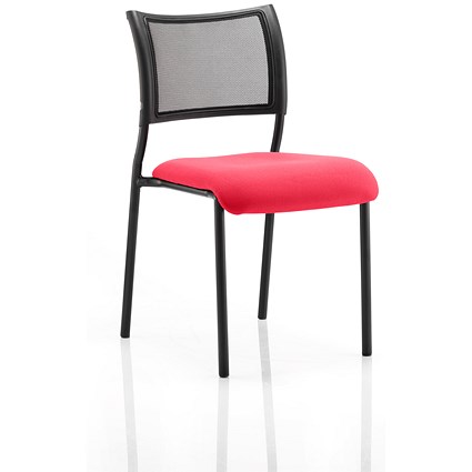 Brunswick Visitor Chair, Black Frame, Mesh Back, Fabric Seat, Bergamot Cherry