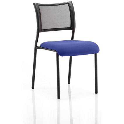 Brunswick Visitor Chair, Black Frame, Mesh Back, Fabric Seat, Stevia Blue