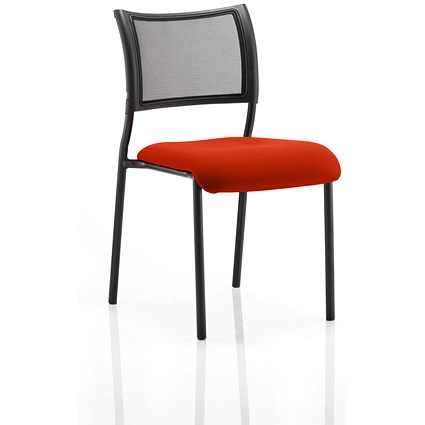 Brunswick Visitor Chair, Black Frame, Mesh Back, Fabric Seat, Tabasco Orange