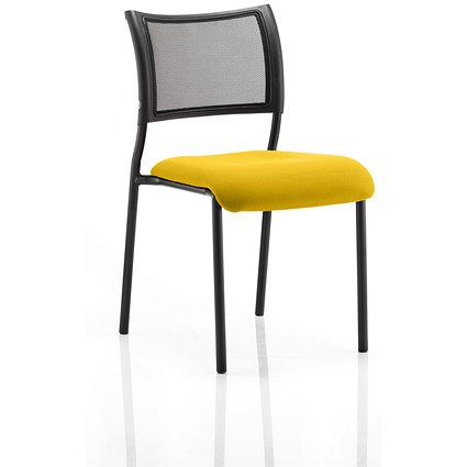 Brunswick Visitor Chair, Black Frame, Mesh Back, Fabric Seat, Senna Yellow