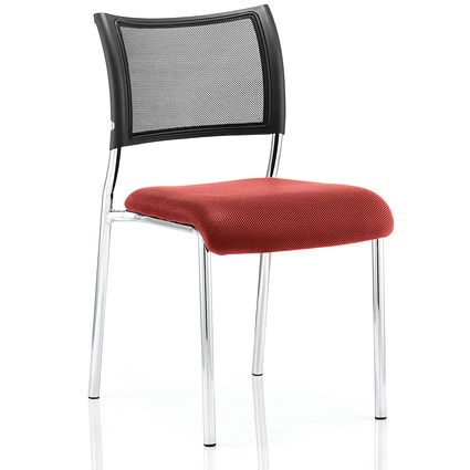 Brunswick Visitor Chair, Chrome Frame, Mesh Back, Fabric Seat, Bergamot Cherry