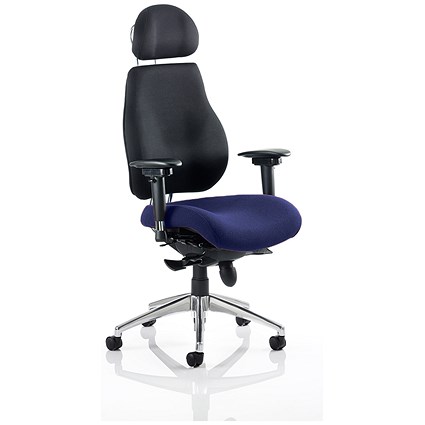 Chiro Plus Ultimate Posture Chair, With Headrest, Black Back, Stevia Blue