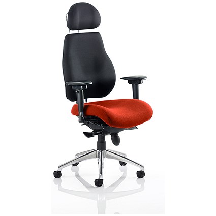 Chiro Plus Ultimate Posture Chair, With Headrest, Black Back, Tabasco Red