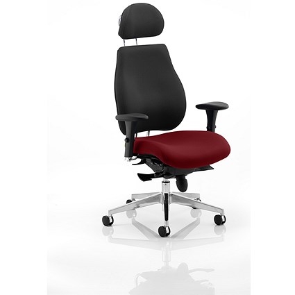 Chiro Plus Ultimate Posture Chair, With Headrest, Black Back, Ginseng Chilli