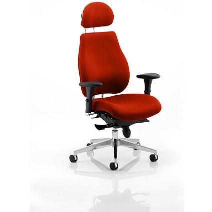 Chiro Plus Ultimate Posture Chair, Headrest, Height Adjustable Arms, Tabasco Orange