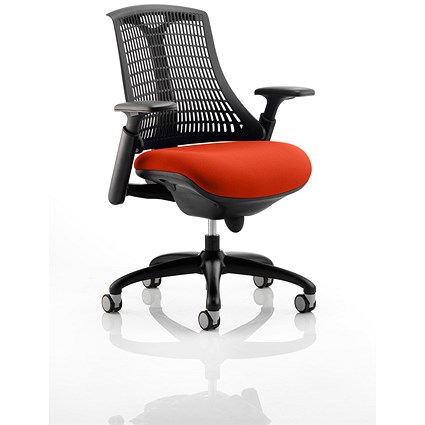 Flex Task Black Back and Frame Operator Chair, Height Adjustable Arms, Tabasco Orange Flex Task Black Back and Frame Operator Chair, Height Adjustable Arms, Tabasco Orange