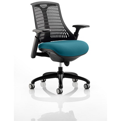 Flex Task Black Back and Frame Operator Chair, Height Adjustable Arms, Maringa Teal Flex Task Black Back and Frame Operator Chair, Height Adjustable Arms, Maringa Teal