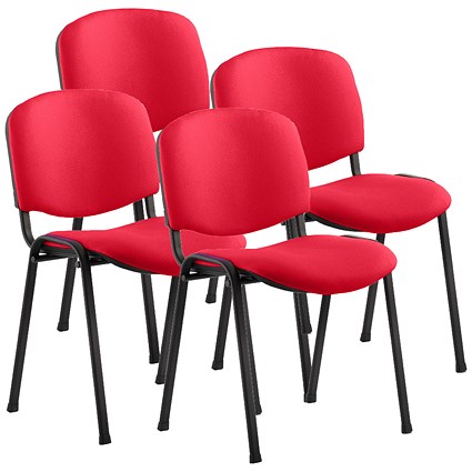 ISO Black Frame Stacking Chair, Bergamot Cherry, Pack of 4