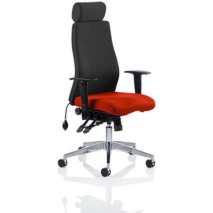 Onyx Posture Chair, With Headrest, Black Back, Tabasco Red