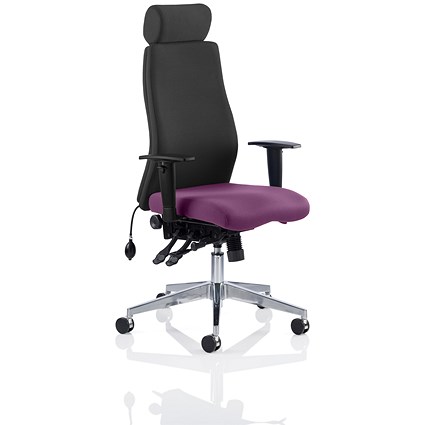 Onyx Posture Chair, With Headrest, Black Back, Tansy Purple