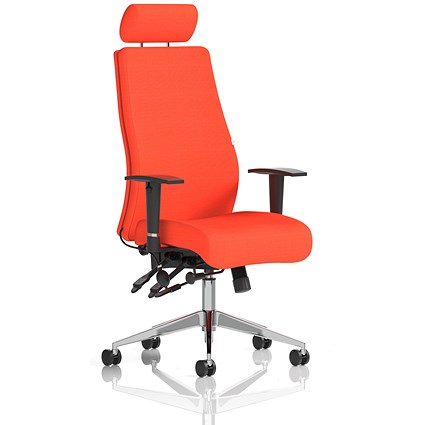 Onyx Posture Chair, Headrest, Height Adjustable Arms, Tabasco Orange