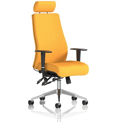 Onyx Posture Chair, Headrest, Height Adjustable Arms, Senna Yellow