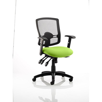 Portland III Operator Mesh Back Chair, Height Adjustable Arms, Myrrh Green