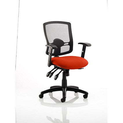 Portland III Operator Mesh Back Chair, Height Adjustable Arms, Tabasco Orange