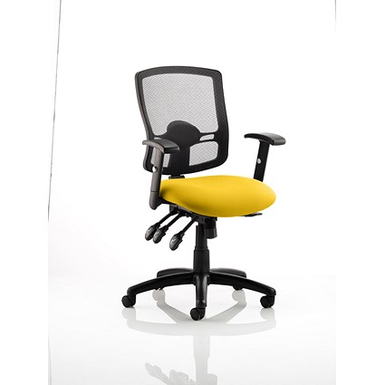 Portland III Operator Mesh Back Chair, Height Adjustable Arms, Senna Yellow