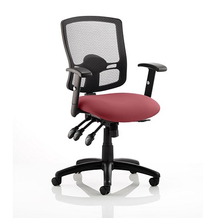 Portland III Operator Mesh Back Chair, Height Adjustable Arms, Ginseng Chilli