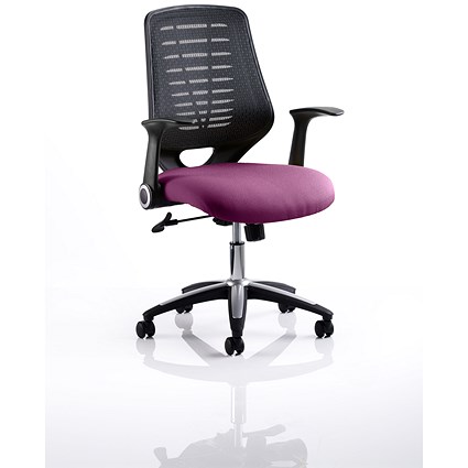 Relay Task Operator Chair, Black Mesh Back, Tansy Purple, With Folding Arms