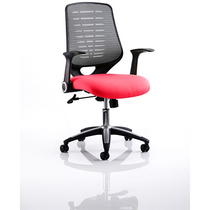 Relay Task Operator Chair, Silver Mesh Back, Bergamot Cherry, With Folding Arms