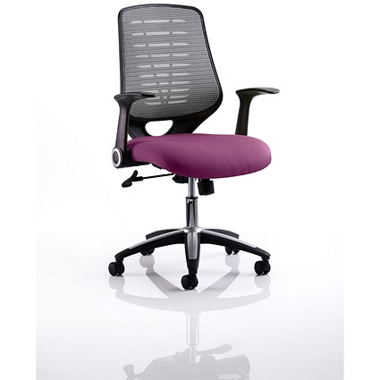 Relay Task Operator Chair, Silver Mesh Back, Tansy Purple, With Folding Arms