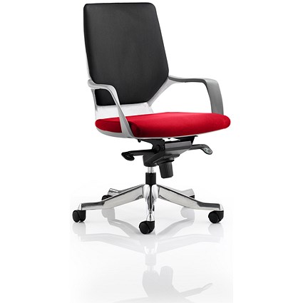 Xenon Medium Back Executive Chair, White Shell, Black Back, Bergamot Cherry