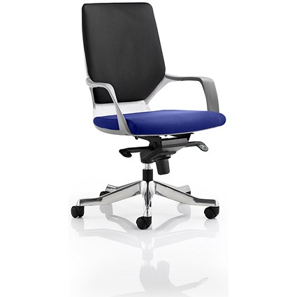 Xenon Medium Back Executive Chair, White Shell, Black Back, Stevia Blue