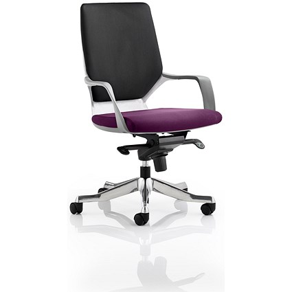 Xenon Medium Back Executive Chair, White Shell, Black Back, Tansy Purple