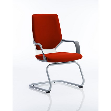 Xenon Visitor Chair, White Shell, Tabasco Red