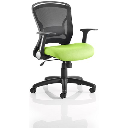 Zeus Task Mesh Back Operator Chair, Folding Arms, Myrrh Green