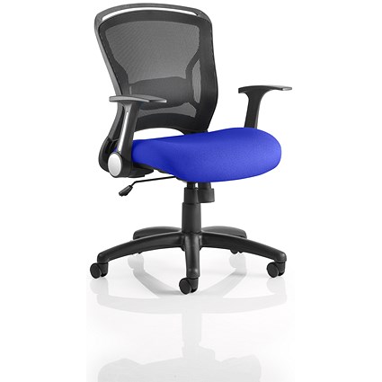 Zeus Task Mesh Back Operator Chair, Folding Arms, Stevia Blue