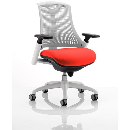 Flex Task White Back and Frame Operator Chair, Height Adjustable Arms, Tabasco Orange