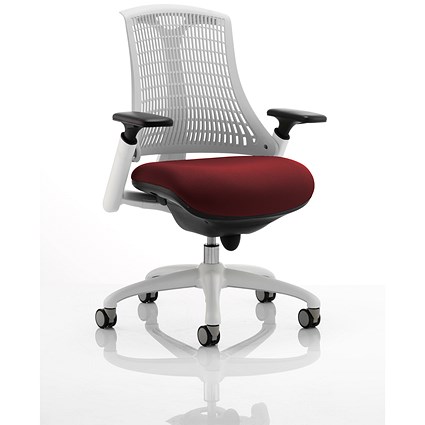 Flex Task White Back and Frame Operator Chair, Height Adjustable Arms, Ginseng Chilli
