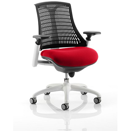 Black Back White Frame Operator Chair, Height Adjustable Arms, Bergamot Cherry