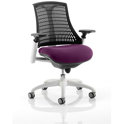 Black Back White Frame Operator Chair, Height Adjustable Arms, Tansy Purple
