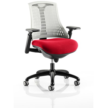 Flex Task White Back Black Frame Operator Chair, Height Adjustable Arms, Bergamot Cherry