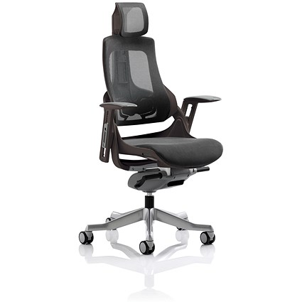 Zure Executive Mesh Back Chair, Headrest, Height Adjustable Arms, Charcoal