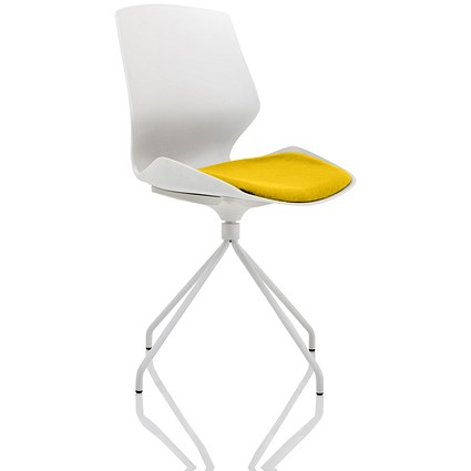 Florence Spindle Visitor Chair, White Frame, Senna Yellow
