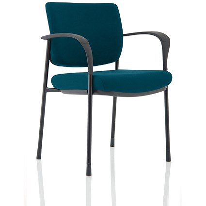 Brunswick Deluxe Visitor Chair, With Arms, Black Frame, Fabric Back and Seat, Maringa Teal