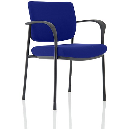 Brunswick Deluxe Visitor Chair, With Arms, Black Frame, Fabric Back and Seat, Stevia Blue
